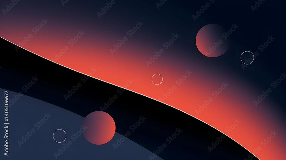 Poster cosmic sunset: abstract gradient background with celestial elements