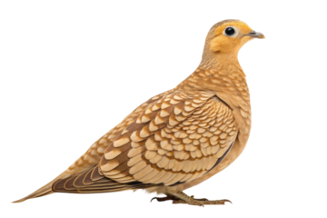 Elegant brown bird with unique feather patterns perched gracefully