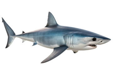 Fototapeta premium Realistic depiction of a shark swimming in the ocean with intricate details showcasing its fins and body structure