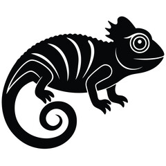 Cute green vector reptile illustration featuring a cartoon chameleon and lizard