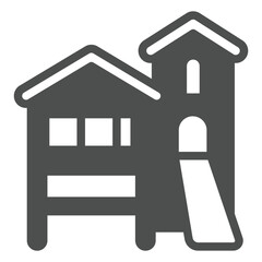 Forester house solid icon, forestry concept. Vector graphics. Guardhouse, building sign on white background, glyph style icon for mobile or web design.