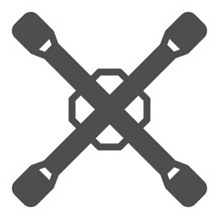 Cross spanners solid icon, repair service concept. Vector graphics. Cross rim wrenches for mechanics sign on white background, glyph style icon for mobile or web design.