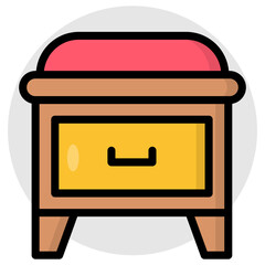 A flat design icon of stool