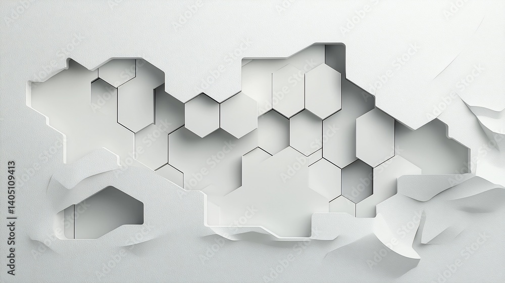 Aufkleber Abstract white hexagonal patterned background with 3D effect