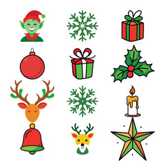 set of christmas icons