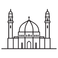 AlAqsa mosque minimal logo vector symbol illustration design silhouette White Background.