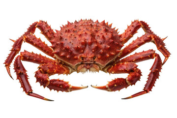 Bright red crab with spiky shell on display in marine environment for educational purposes