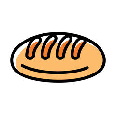 Bread Loaf Icon Representing Bakery and Breakfast