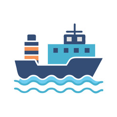 Obraz premium Cargo Ship Icon Representing Maritime Transport and Shipping
