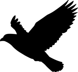 Majestic Flying Bird Silhouette with Outstretched Wings.