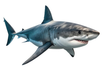 Fototapeta premium Realistic representation of a great white shark swimming in the ocean