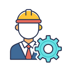 Engineer with Gear Icon Representing Technical Expertise and Engineering