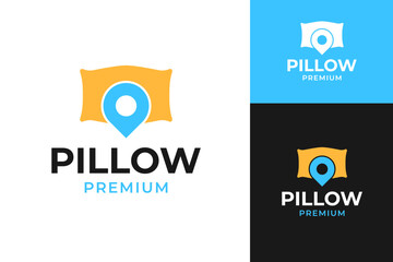 Pillow location logo design template vector illustration
