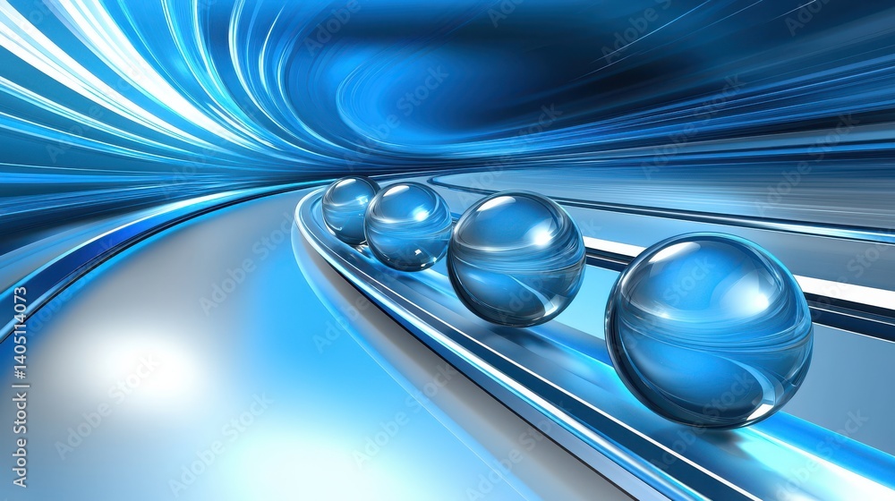 Poster dynamic blue energy flow abstract art digital graphics tech environment perspective business icons i