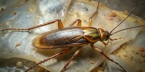  Sleek brown ground insect, educational visuals, insect identification charts, wetland biology materials, nature textbooks, survival themes, and children's science content