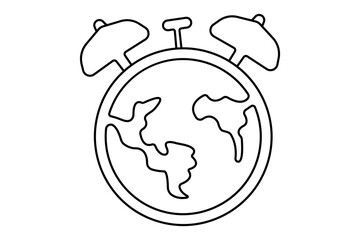 Earth globe continuous one line art drawing with isolated simple vector icon