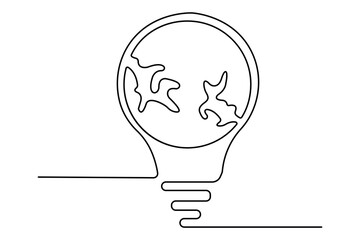 Earth globe continuous one line drawing of simple vector icon
