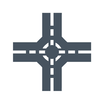 Road Intersection Icon Representing Crossroads and Traffic Navigation