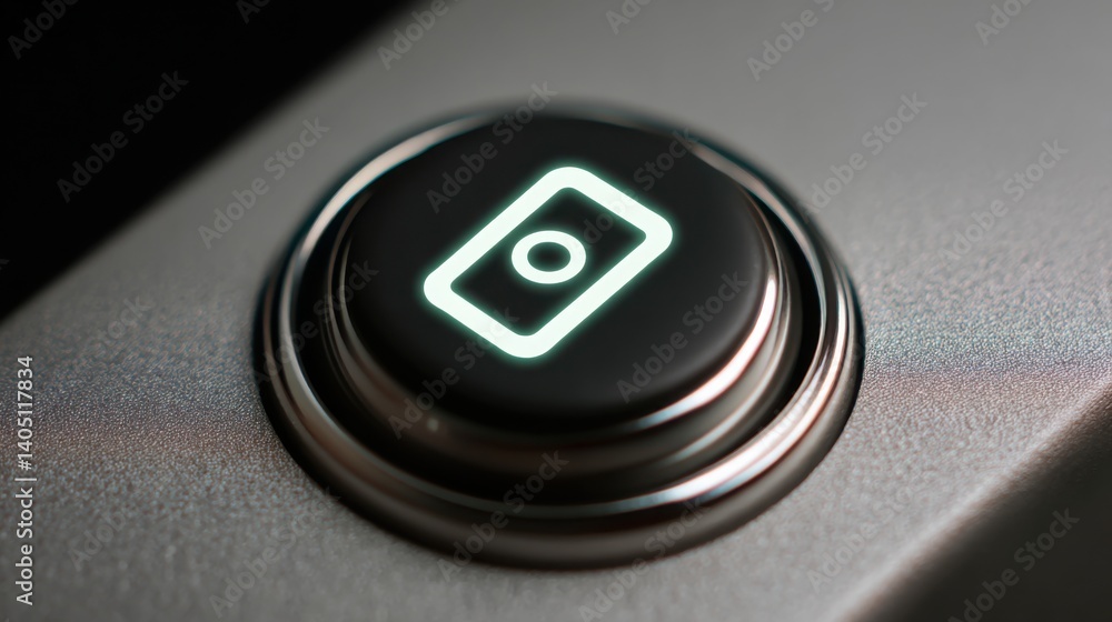Poster close-up view of a button on a computer marked submit glowing under a gentle tap indicating user int