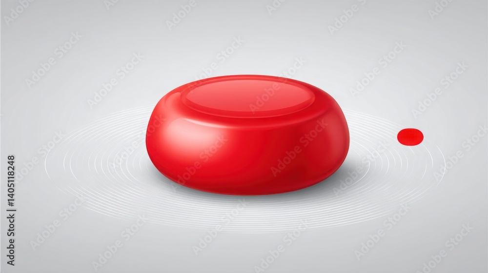 Aufkleber bold red ball resting on a crisp white background with a checkmark button floating in a spotlight ha