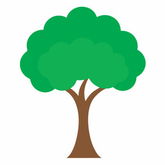 A drawing of a tree with a green tree on 