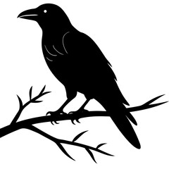 Crow Perched Silhouette Vector Art