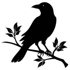 Crow Perched Silhouette Vector Art