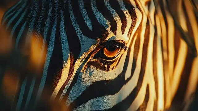 Zebra closing eye at sunset in african savannah