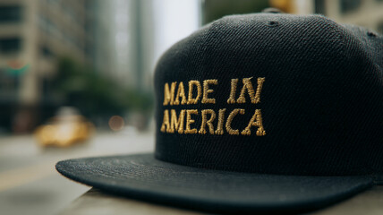 The headpiece is a baseball cap with the text USA, Made in America.