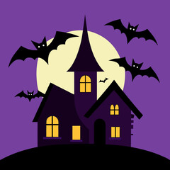 haunted house with bats