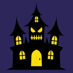 haunted house with bats