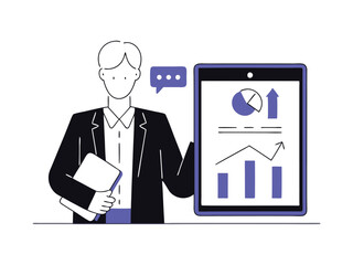 Business presentation with graphs and charts