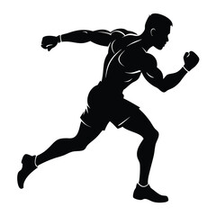 realistic silhouette of a boxer in motion, dodging to the left vector illustration