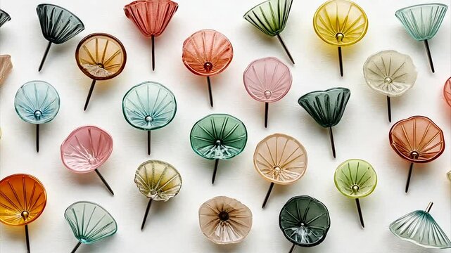 Colorful Floral Resin Pins on White Background