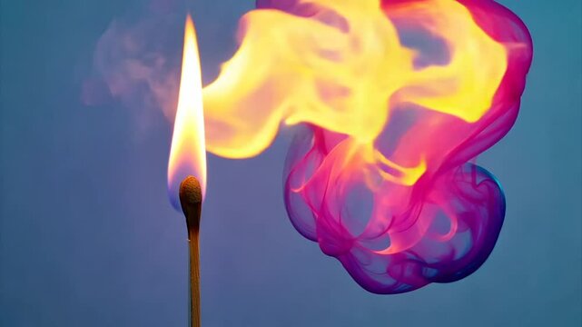Colorful Match Flame and Smoke