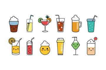 Drink Vector Icons Set Illustrations