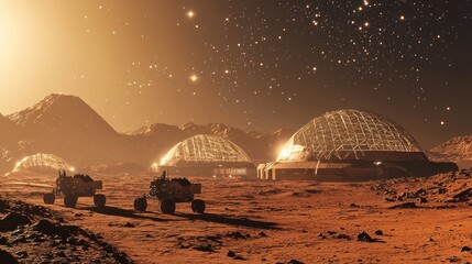 Obraz premium Mars Colony: A Futuristic Martian Settlement