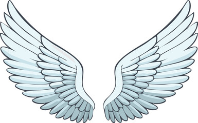 Fototapeta premium Vector Detailed Symmetrical Wings Illustration with Layered Feathers and Dreamy Gradient Tones