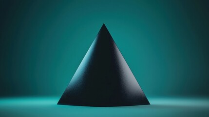 Fototapeta premium A 3D rendering of a black pyramid on a teal background.