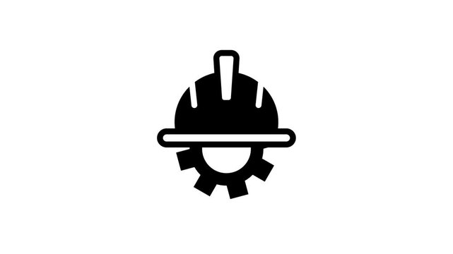 Safety Helmet Animation Black and White