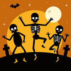halloween background with skulls and bones