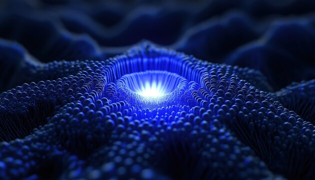 Abstract Biological Computer Concept with Blue Neural Network Glow