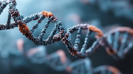 Close-up illustration of DNA helix structure. Science and technology concept	
