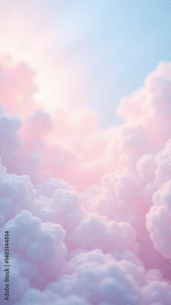 Aufkleber a serene digital art depiction of clouds transitioning into a christian cross against a gentle gradi