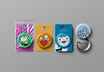 Button Badge Mockup + Packaging
