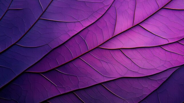 Close-up of vibrant purple leaf texture showcasing intricate veins and patterns