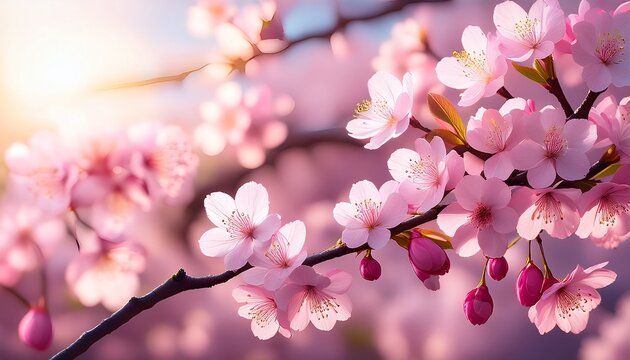 spring cherry sakura tree blossom floral background with pink flowers