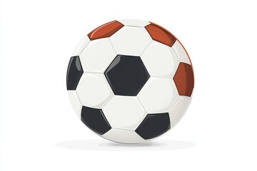 Naklejka premium A close up view of a soccer ball with black white and red panels on a plain white background space