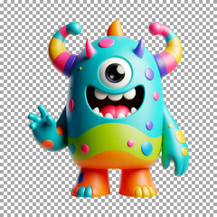 Whimsical Furry Creature with Rainbow Details and Horn on transparent background, png, psd
