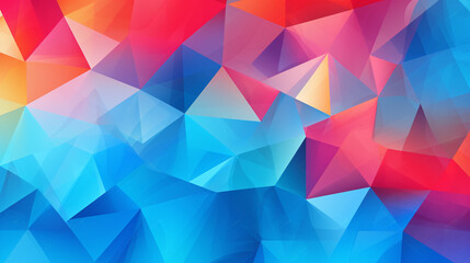 Abstract triangle design with gradient rainbow colors blue pink red for futuristic tech banners and backgrounds.


